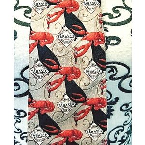 Lobster Silk Tie TABASCO HOT SAUCE EUC